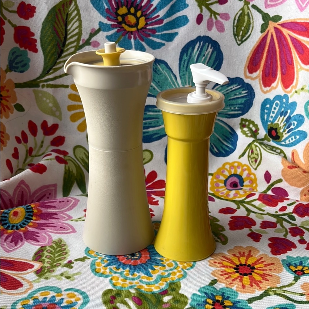 Tupperware Cream and Yellow Dispensers